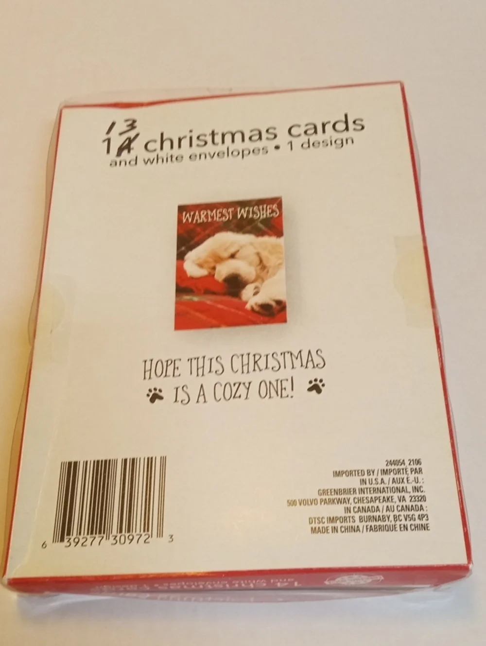 13 Christmas Cards and Envelopes New Featuring A Cute Golden Retriever Puppy